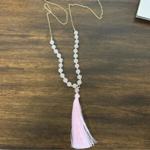 Melrose and Market pink tassel long necklace